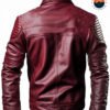 Men’s Maroon Designer Leather Jacket – Real Leather, Zipper Closure, Stylish Chest & Front Pockets