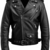 Men’s Black Biker Leather Jacket – Real Leather Motorcycle Jacket with Asymmetrical Collar