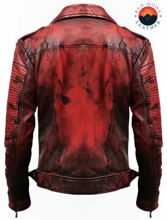 Men’s Bloody Red Leather Jacket – Halloween Costume Biker Style, Real Leather - Image 4