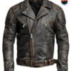 Men’s Vintage Brown Distressed Biker Jacket