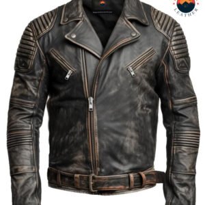 Men’s Vintage Brown Distressed Biker Jacket