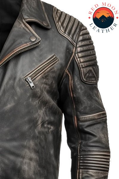 Men’s Vintage Brown Distressed Biker Jacket - Image 3