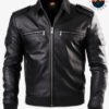 Michael Tom Classic Black Leather Jacket – Men’s Genuine Leather with Chest Pockets & Tailored Fit